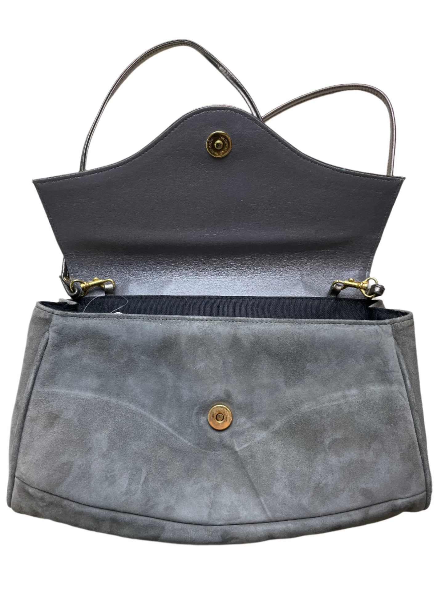 '80s Vintage Grey Suede Purse w/Snakeskin Detail