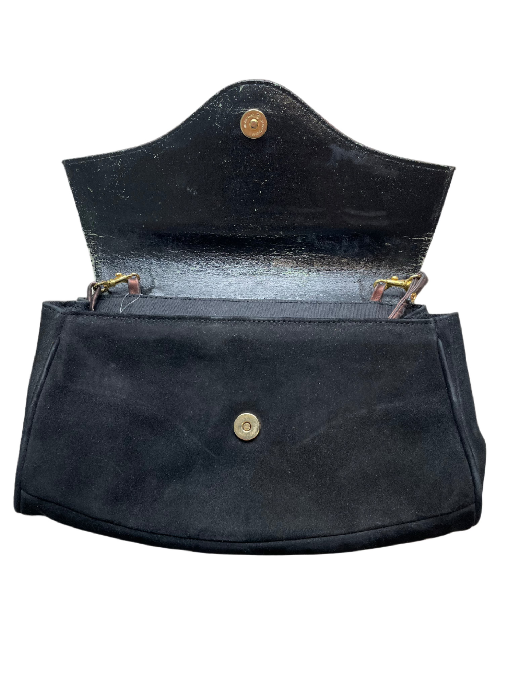 '80s Vintage Black Suede Purse w/Snakeskin Detail