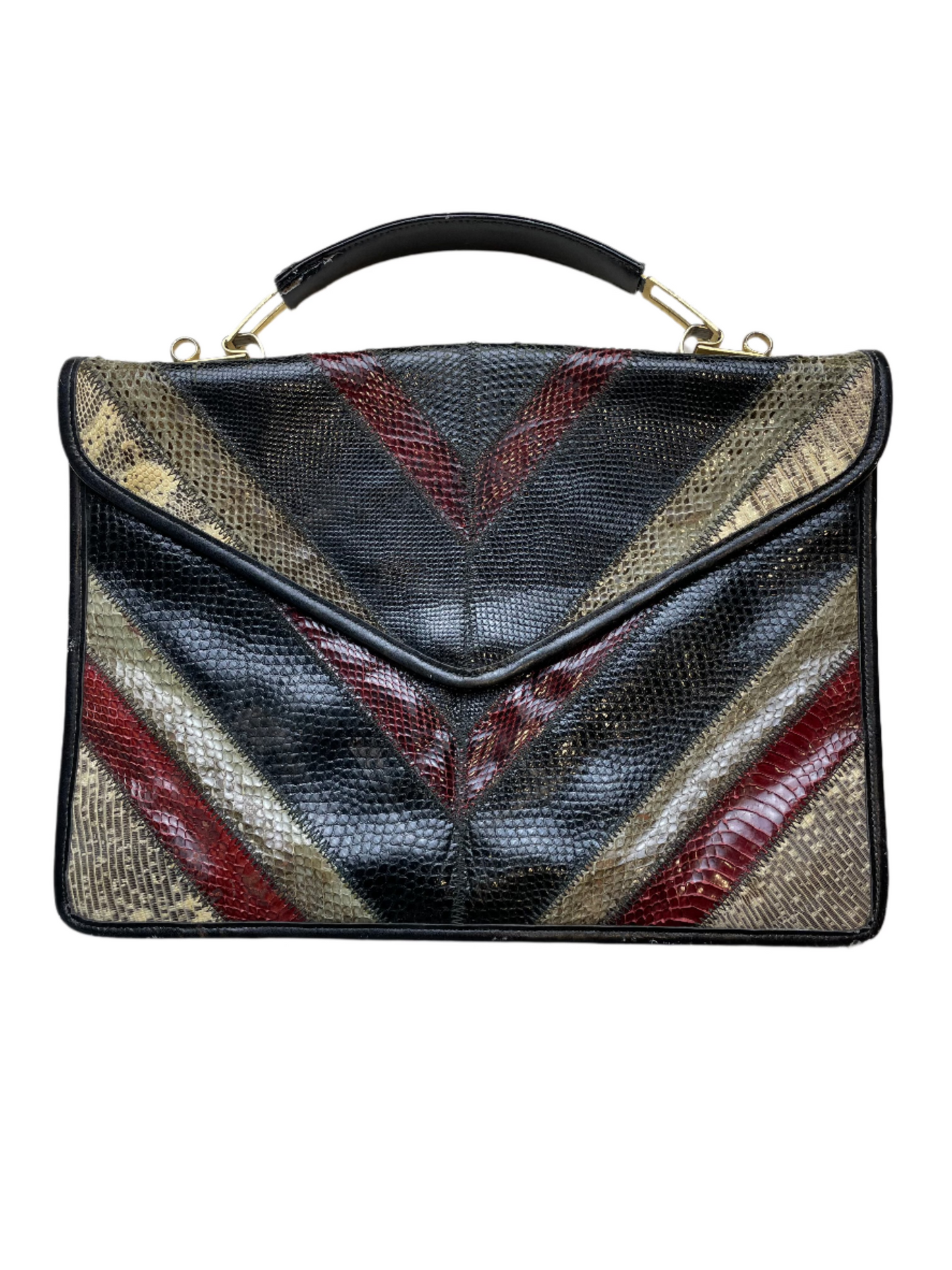 Vintage Multicolored Snakeskin Chevron Purse