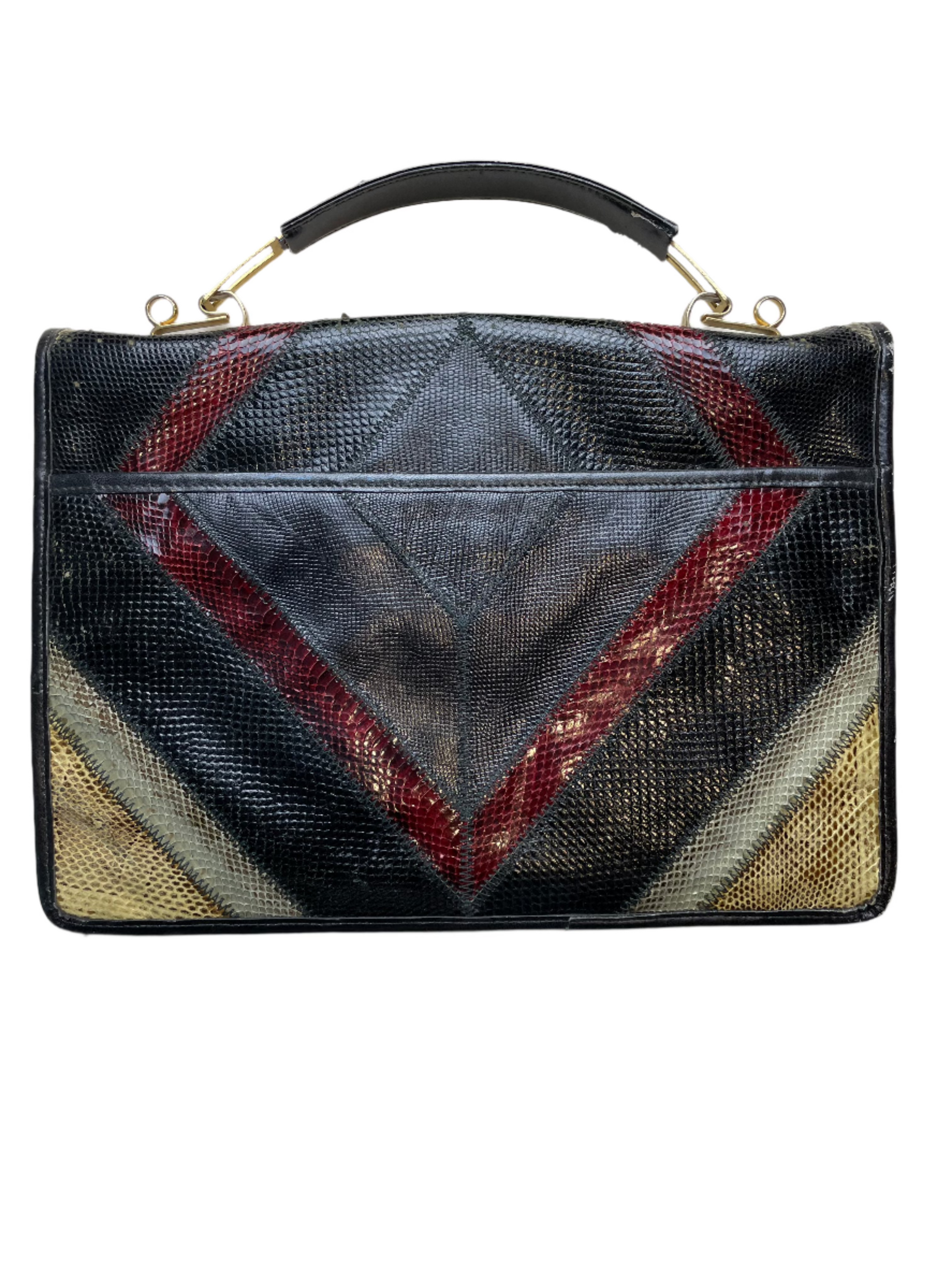 Vintage Multicolored Snakeskin Chevron Purse