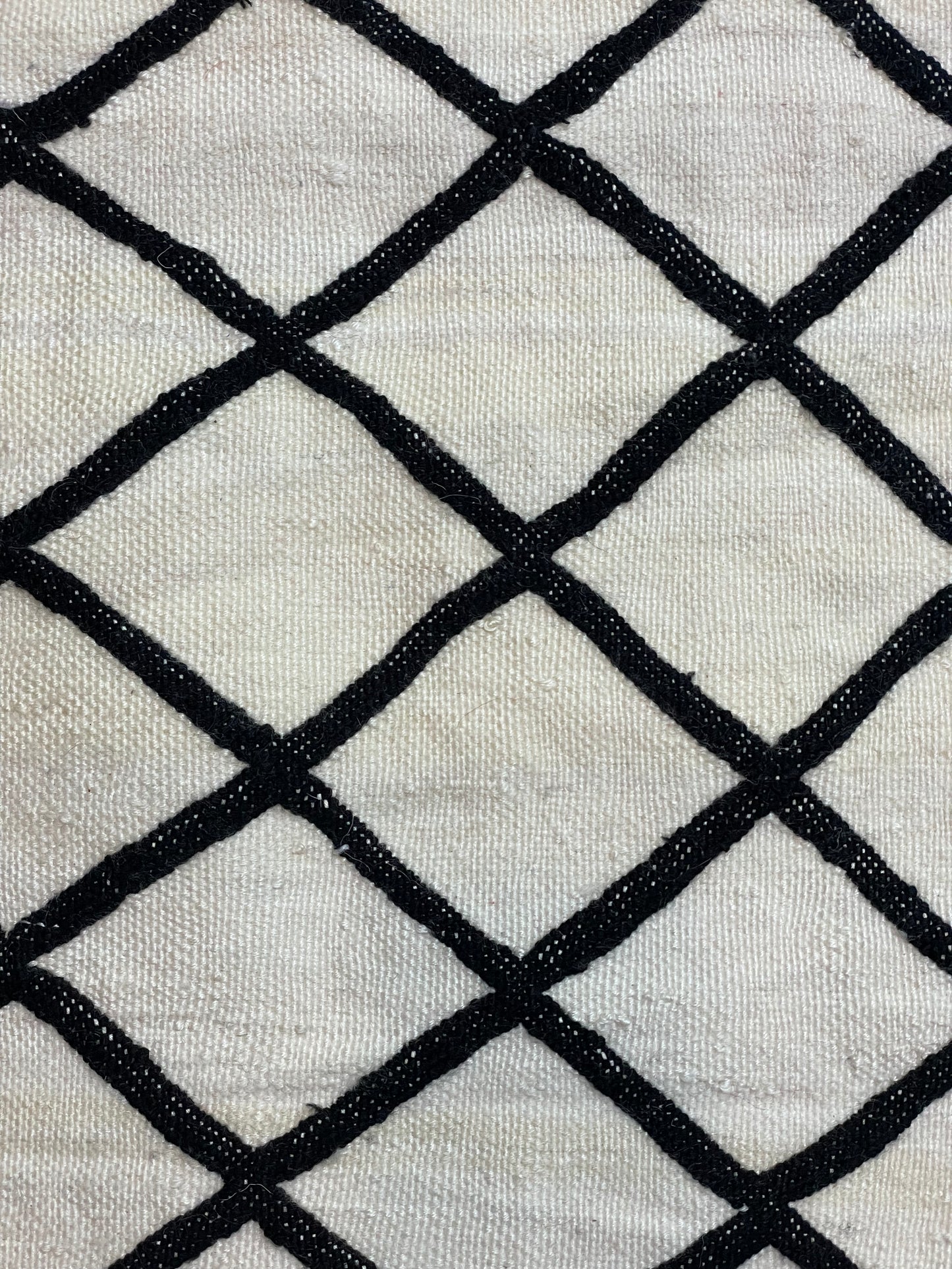 Moroccan Beige Wool Pillowcase w/Black Diamond Pattern 1.6' x 1.75'