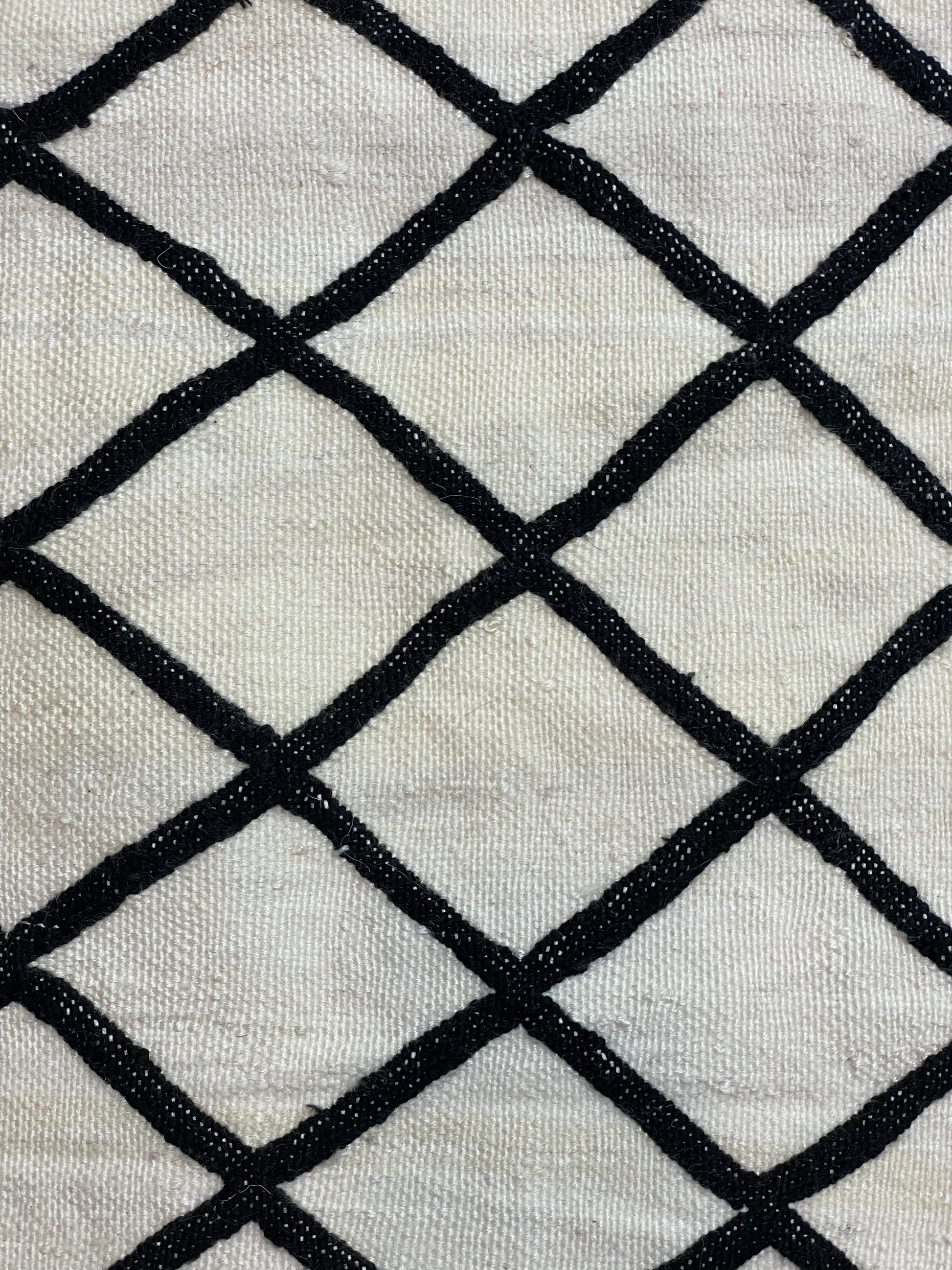 Moroccan Beige Wool Pillowcase w/Black Diamond Pattern 1.6' x 1.75'