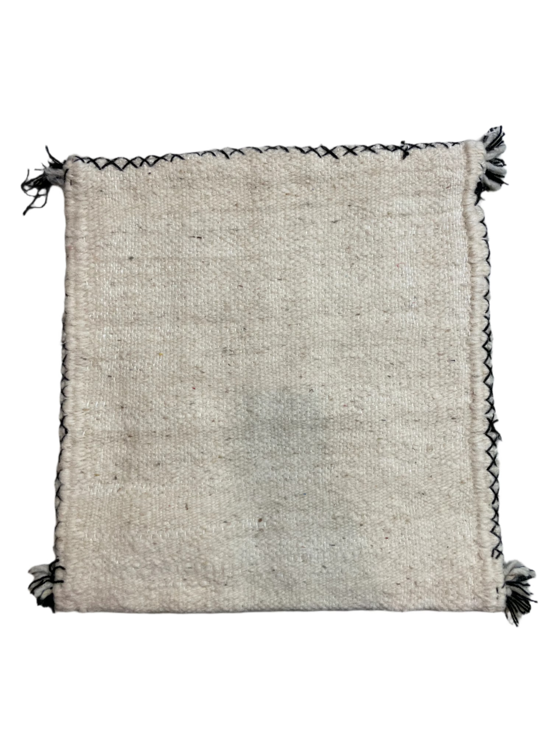 Moroccan Beige Shag Wool Pillowcase w/Black Diamond Pattern 1.5' x 1.63'