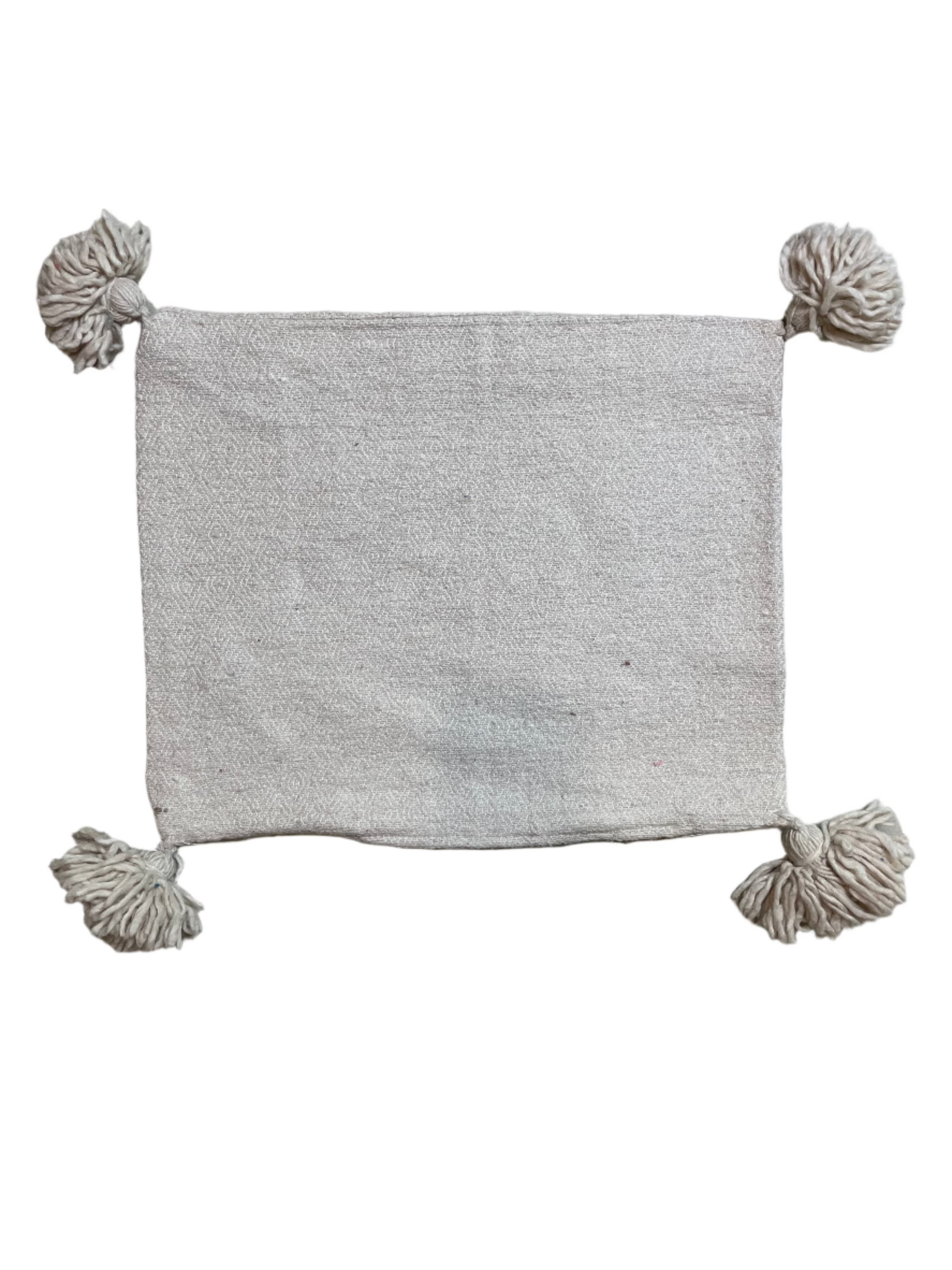 Moroccan Beige Wool Tassel Pillowcase w/Small Diamond Pattern 1.42' x 1.17'