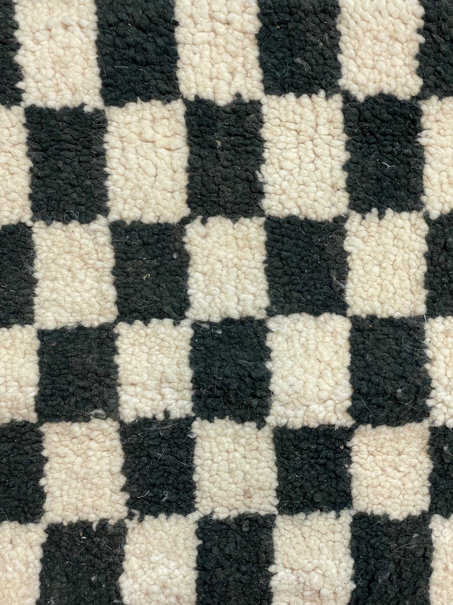 Moroccan Shag Wool Beige & White Checkered Pillowcase 1.67' x 1.58'