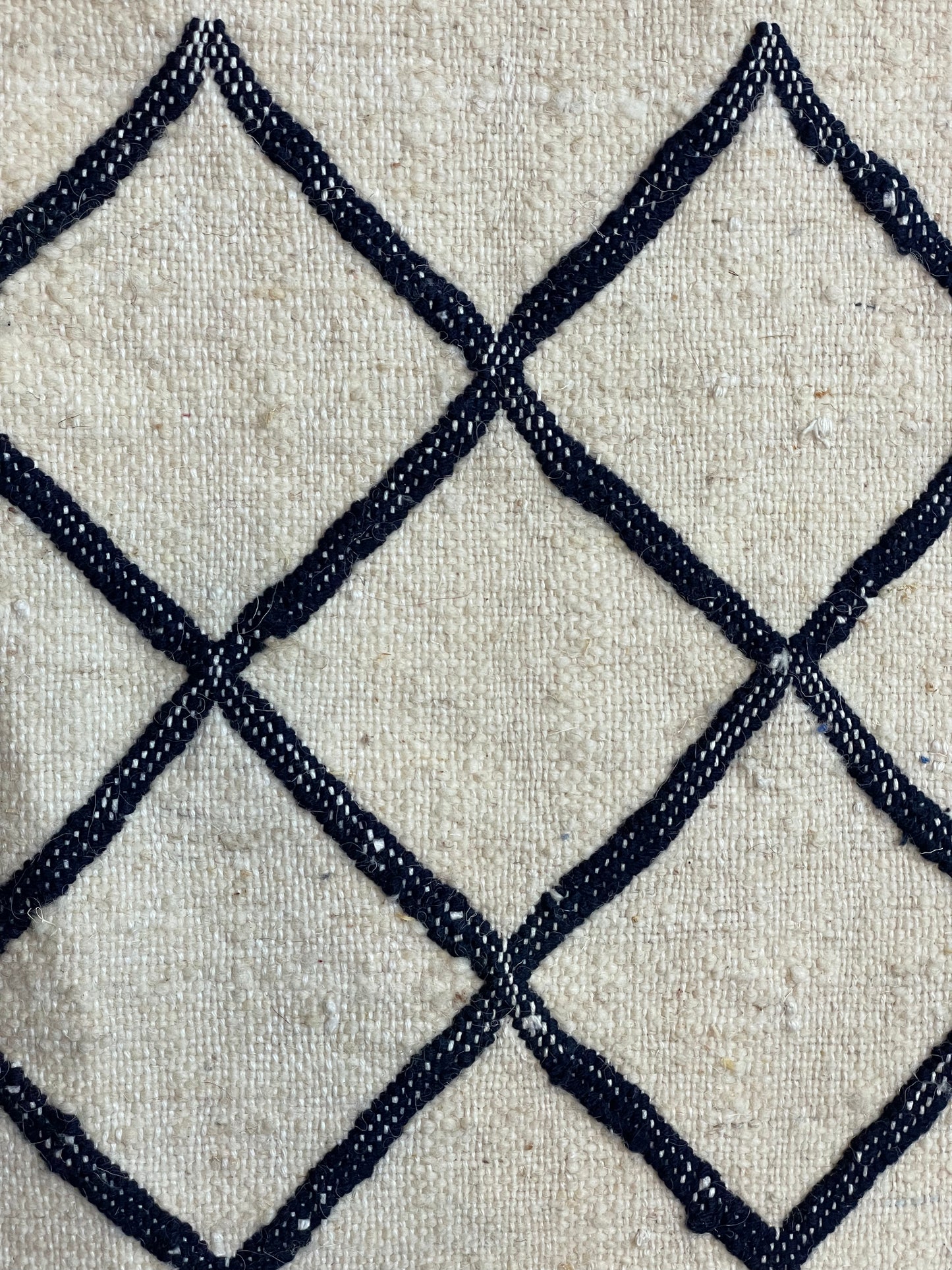 Moroccan Beige Wool Pillowcase w/Black Diamond Accents