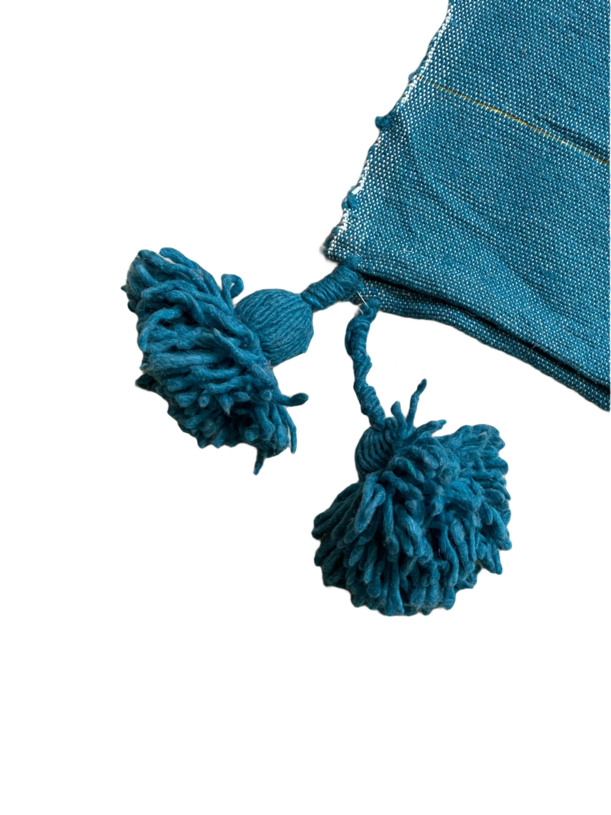 Moroccan Blue & Gold Wool Tassel Throw 3.08' x 1.67'