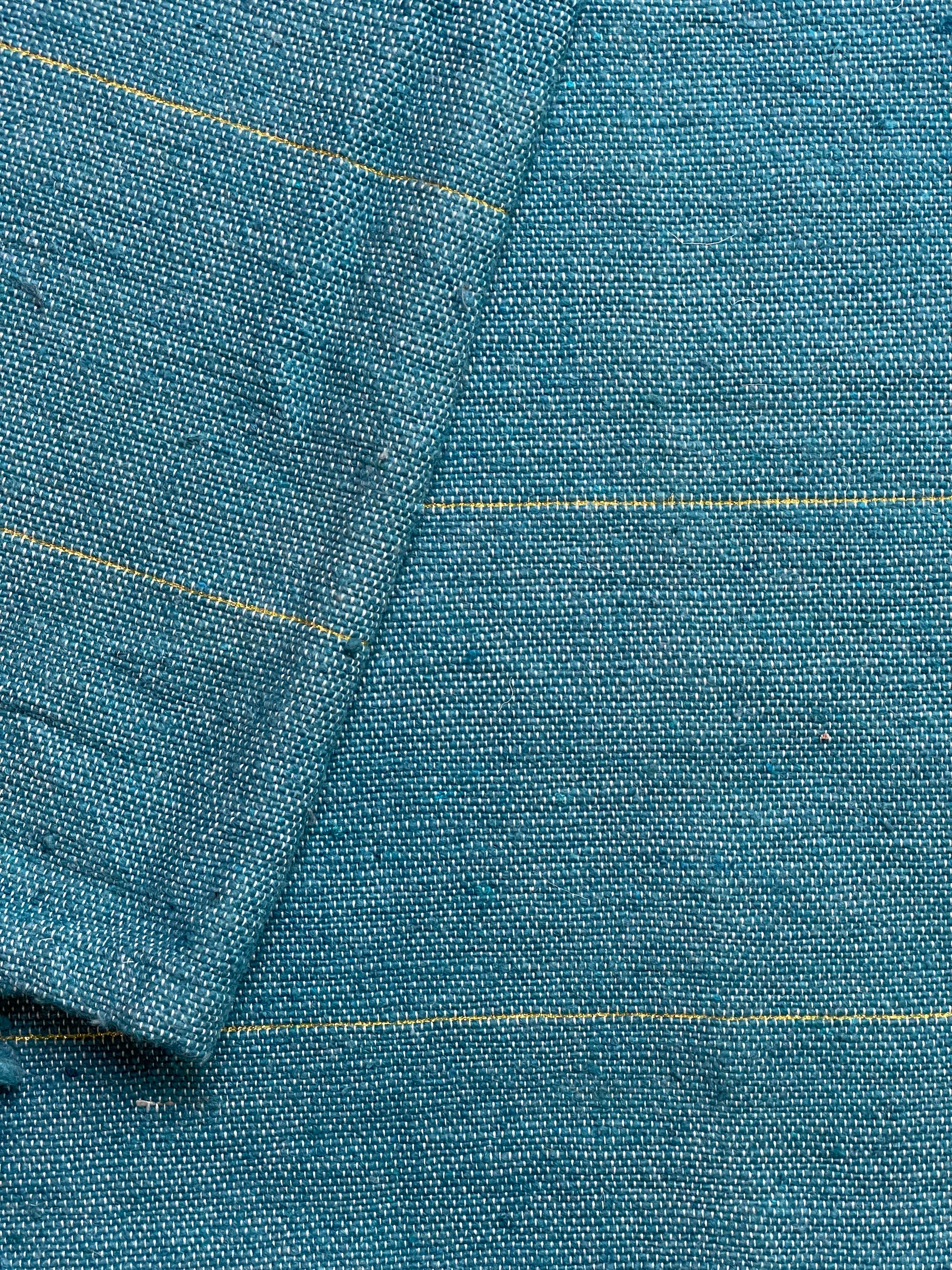 Moroccan Blue & Gold Wool Tassel Throw 3.08' x 1.67'