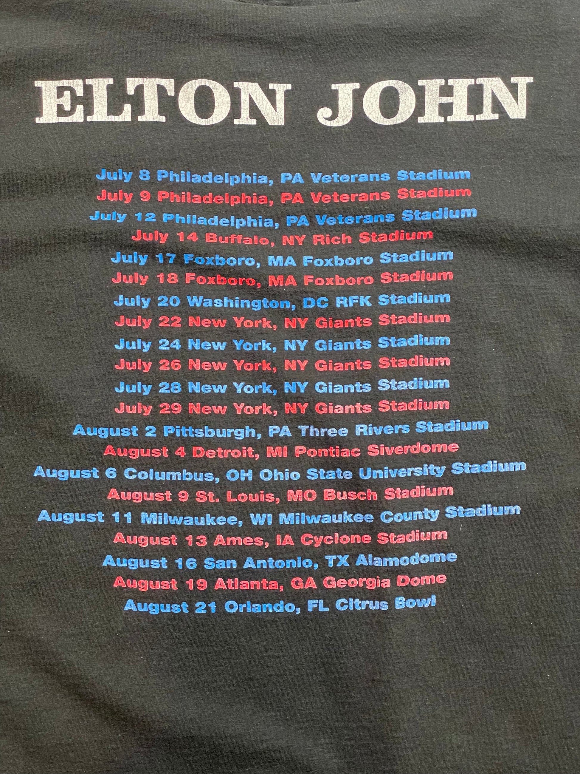 '94 Vintage Elton John Tour Black T-Shirt - XL