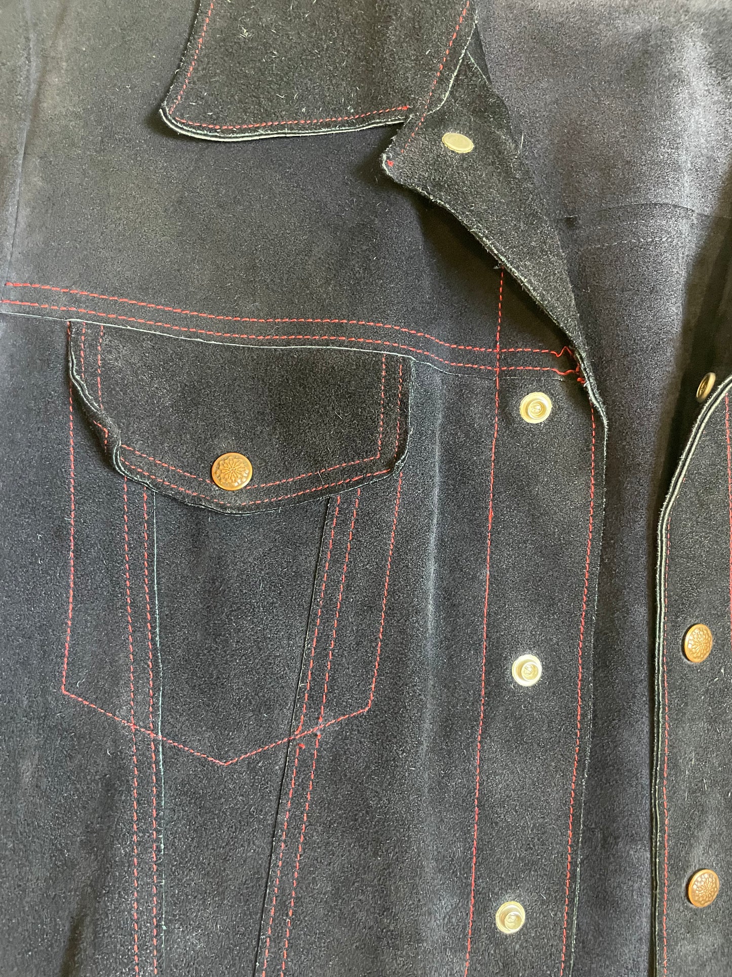 '70s Vintage Navy Blue Suede Jacket - LRG