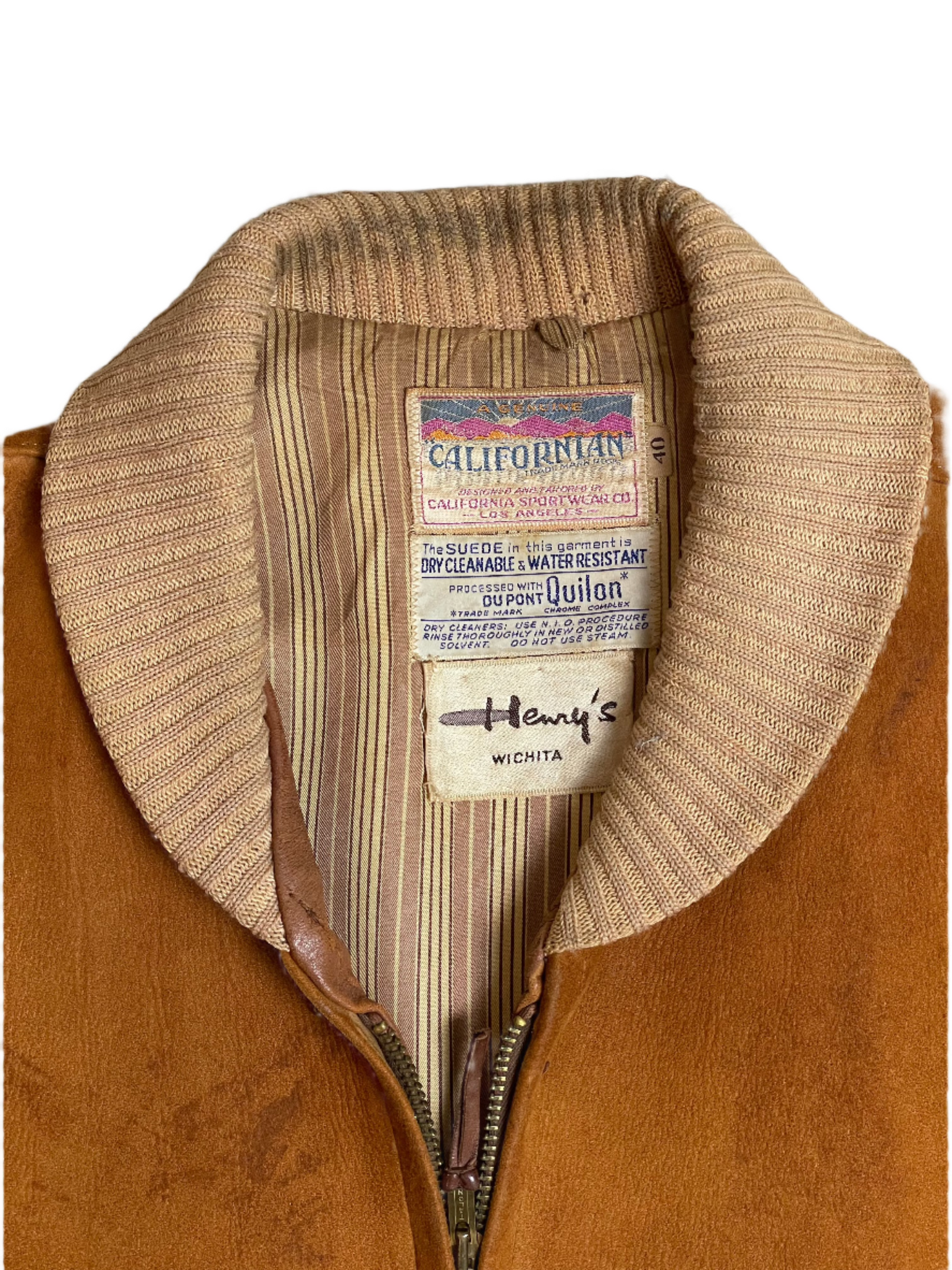 *AS-IS* '50s Vintage Camel Suede Quilon Jacket - XL