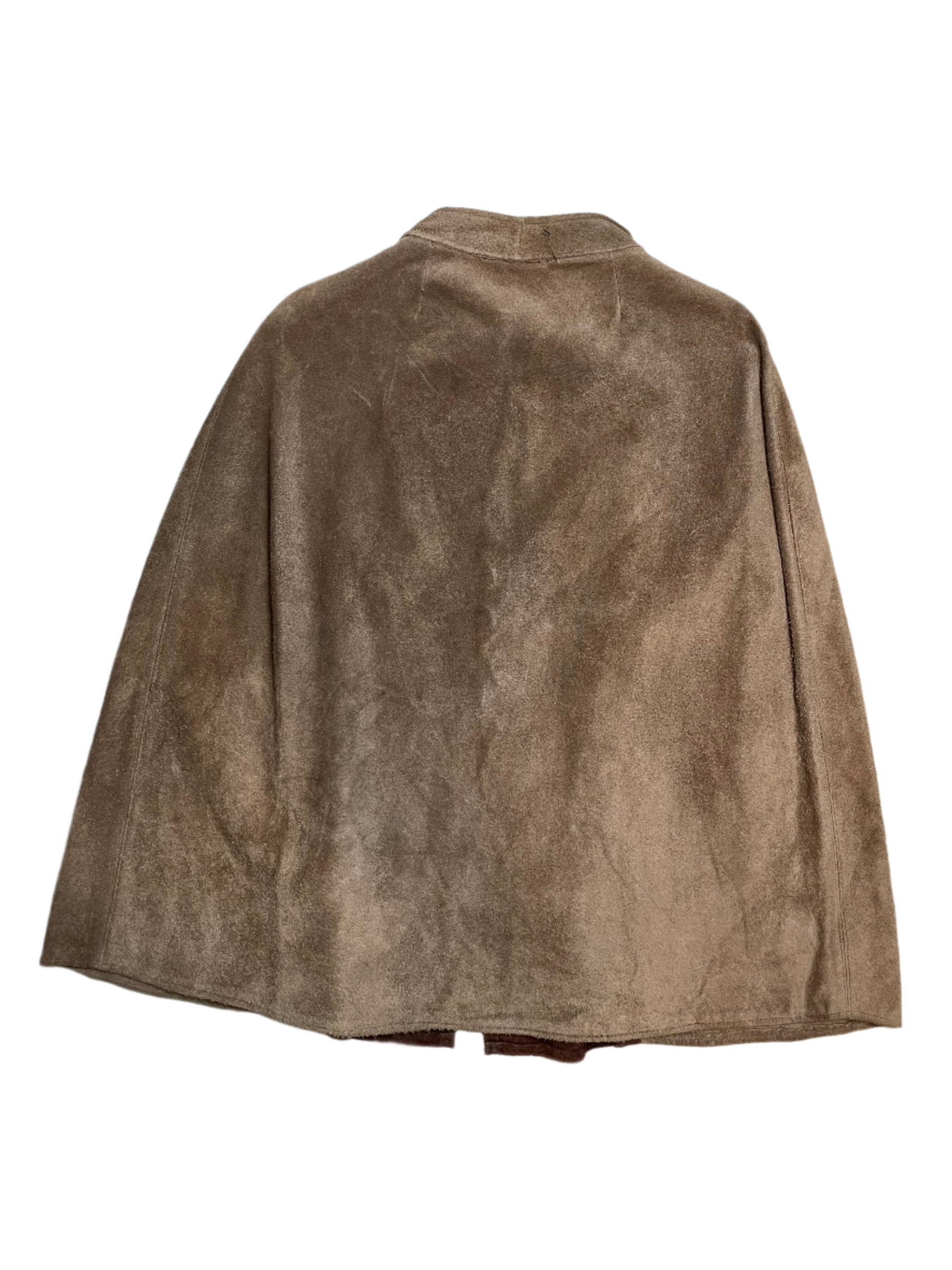 '60s/70s Vintage 2-Tone Brwn Suede Flower Cape - OS