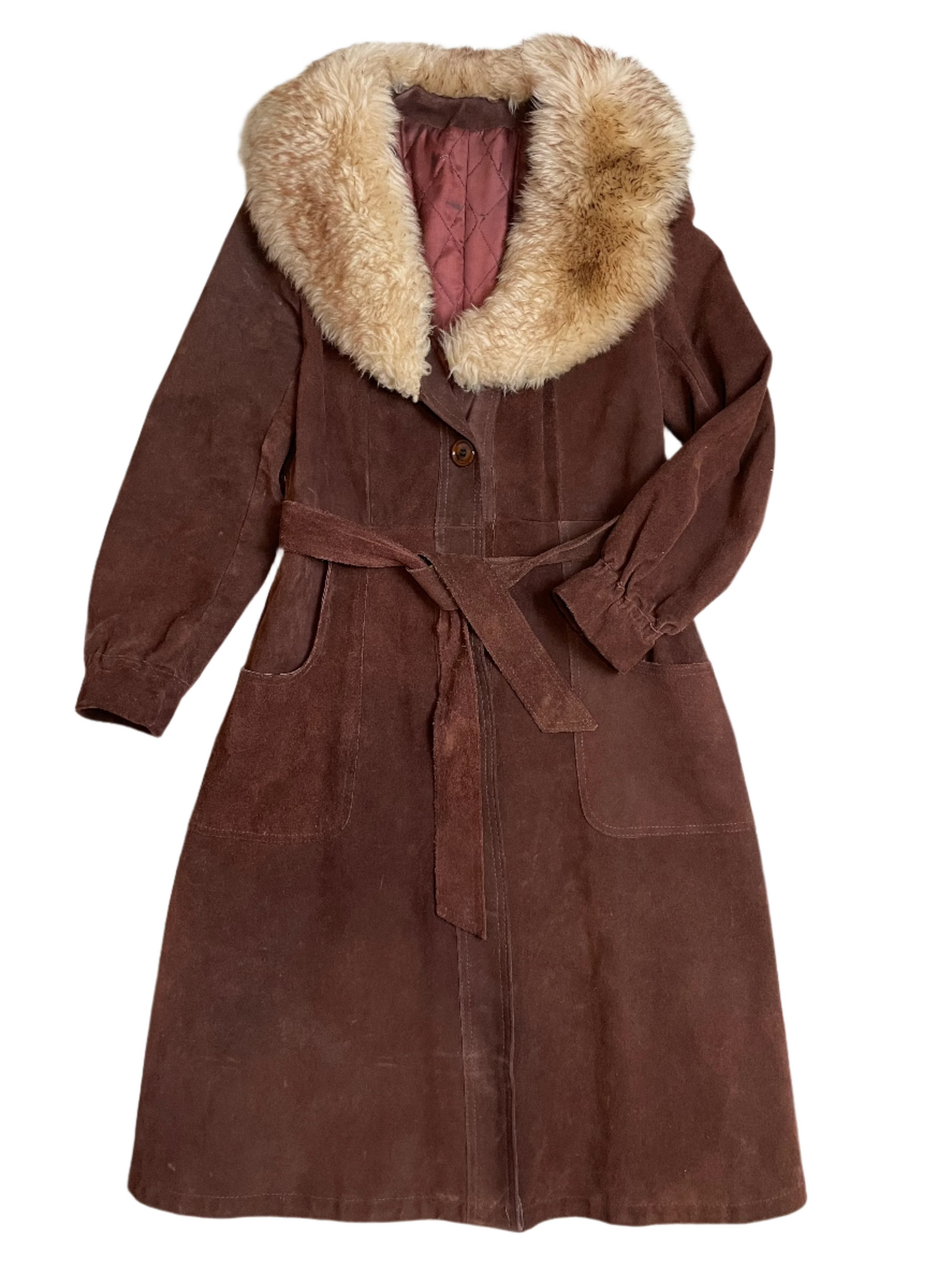 Drk Brwn Suede Penny Lane Coat Long - SML