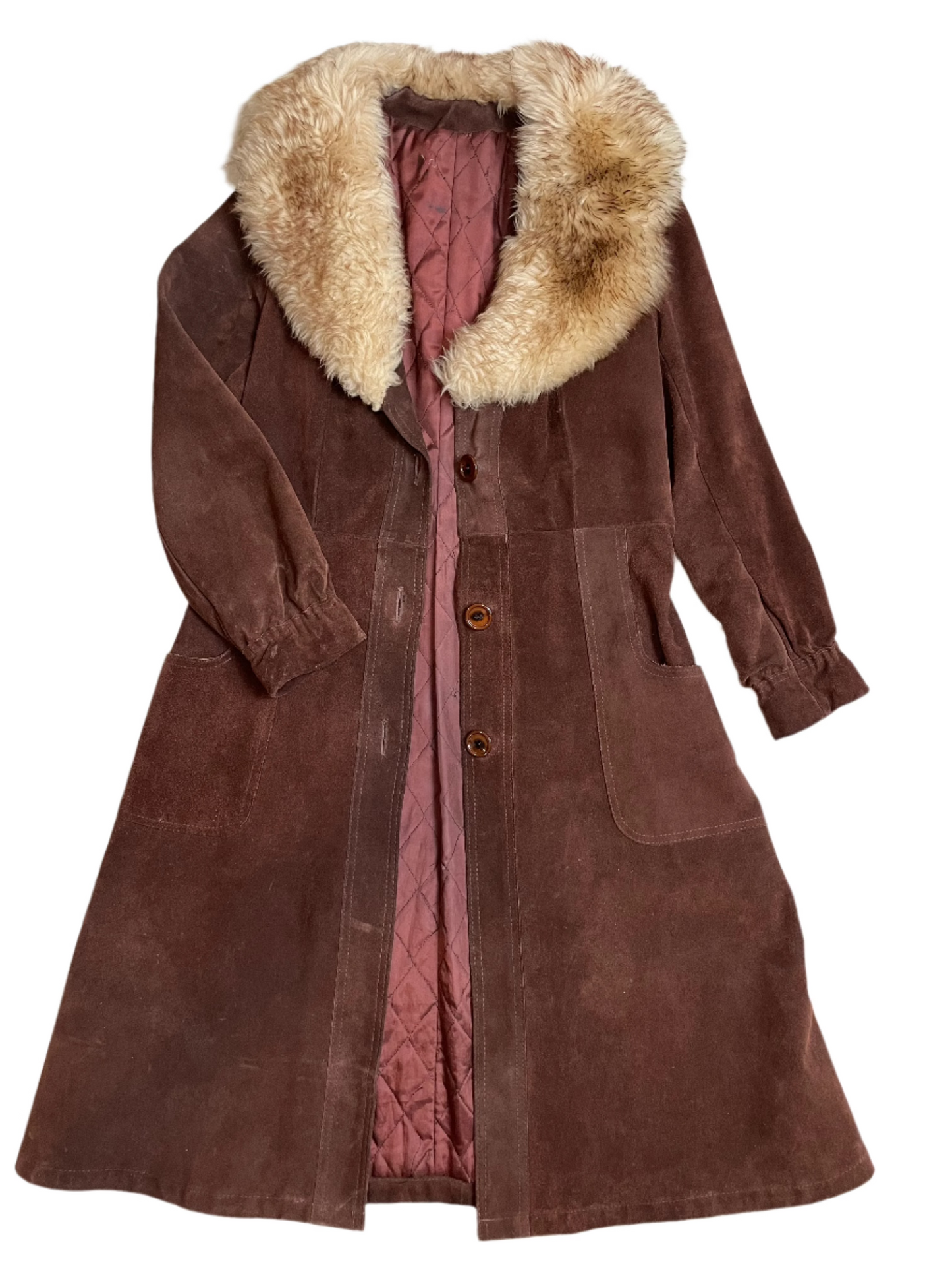 Drk Brwn Suede Penny Lane Coat Long - SML