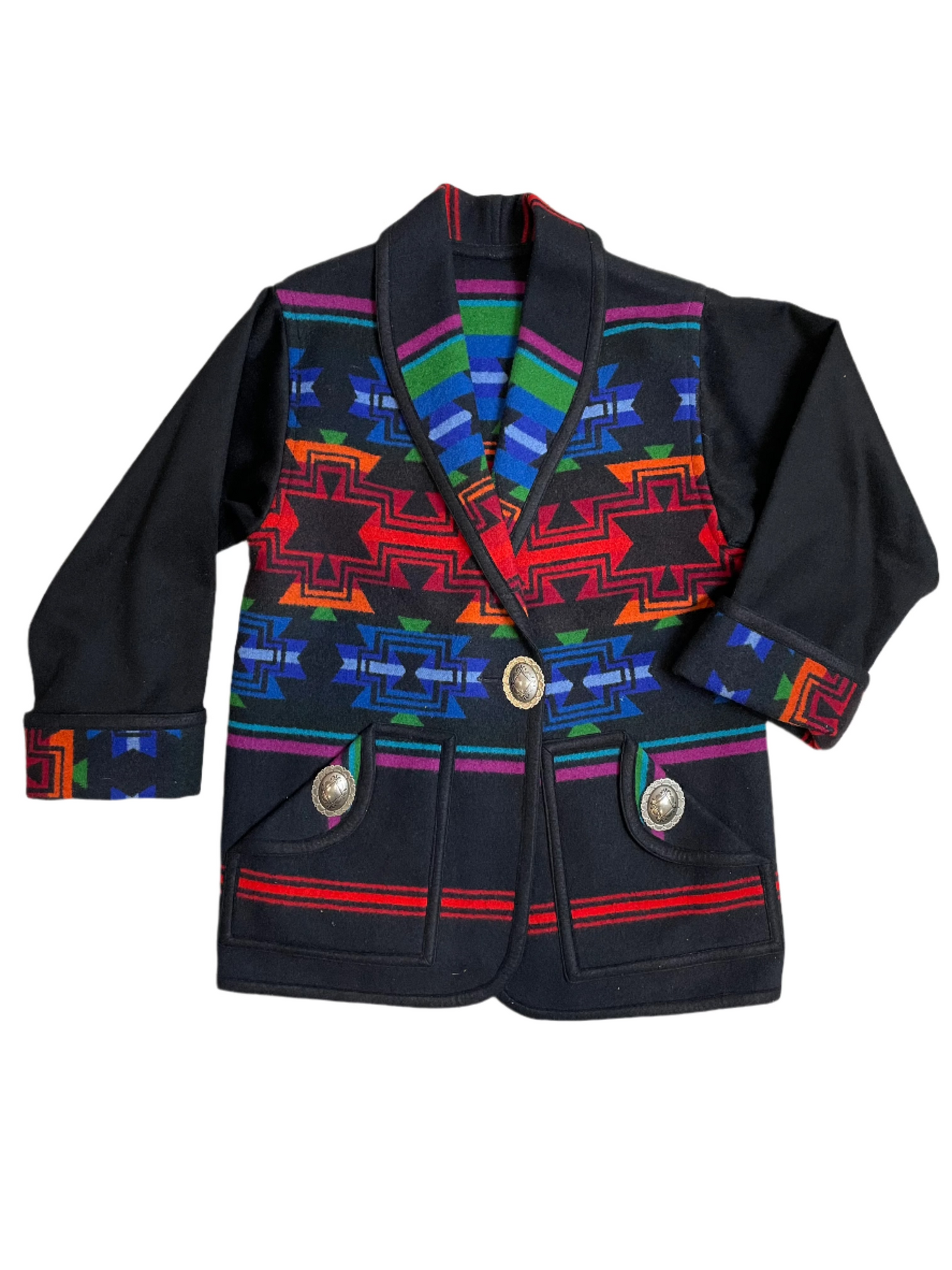 Southwestern Blanket Jacket w/Concho Buttons - XL