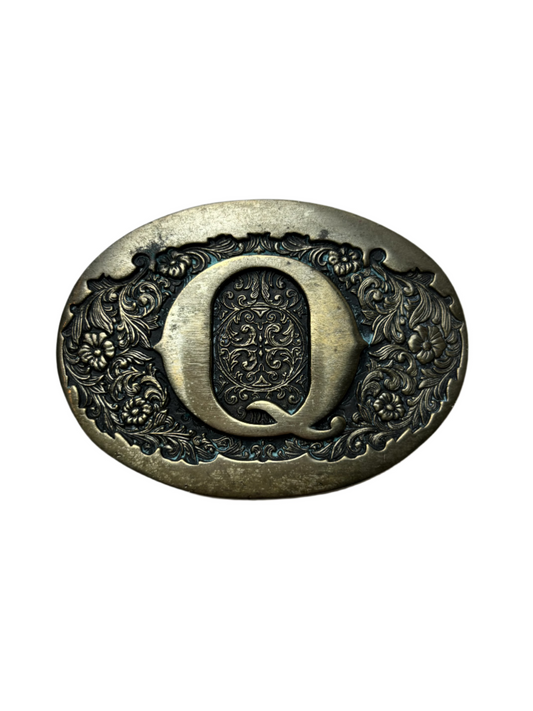 Vintage ADM Small Brass Initial "Q" Buckle