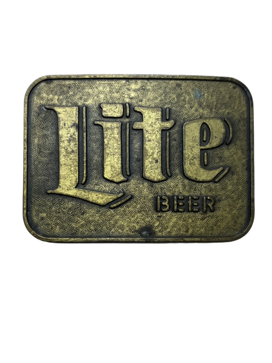 Vintage Rectangular Bronze Lite Beer Buckle