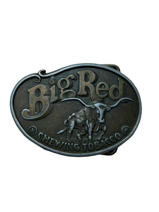 Vintage Bronze Big Red Chewing Tobacco Buckle