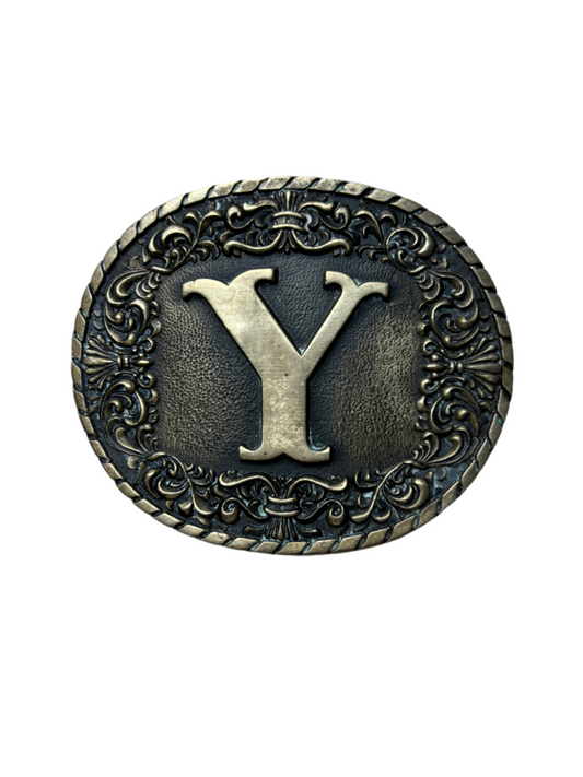 Vintage ADM Small Brass Initial "Y" Buckle