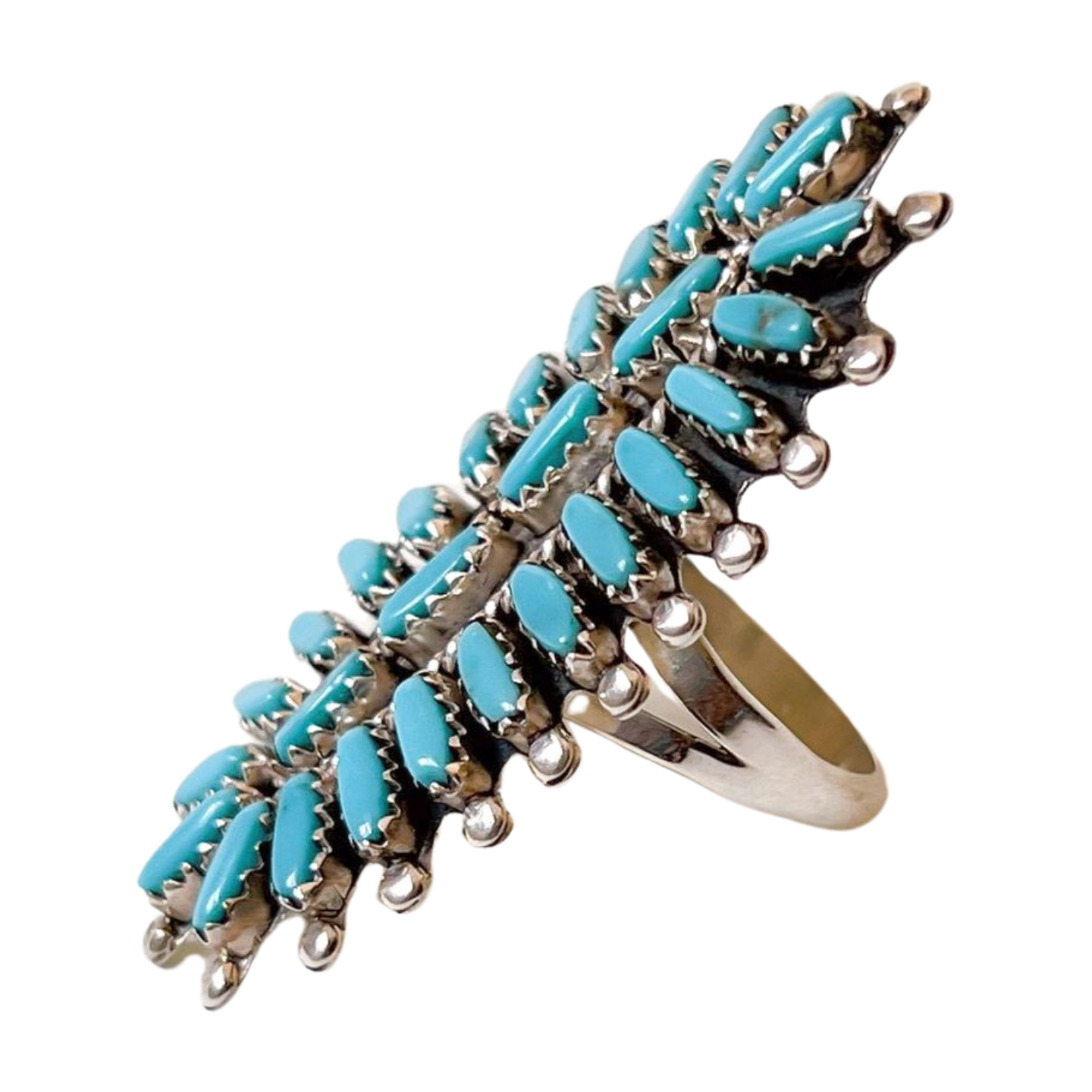 Vtg Navajo Petite Point Sleeping Beauty Turquoise Ring Sz 8