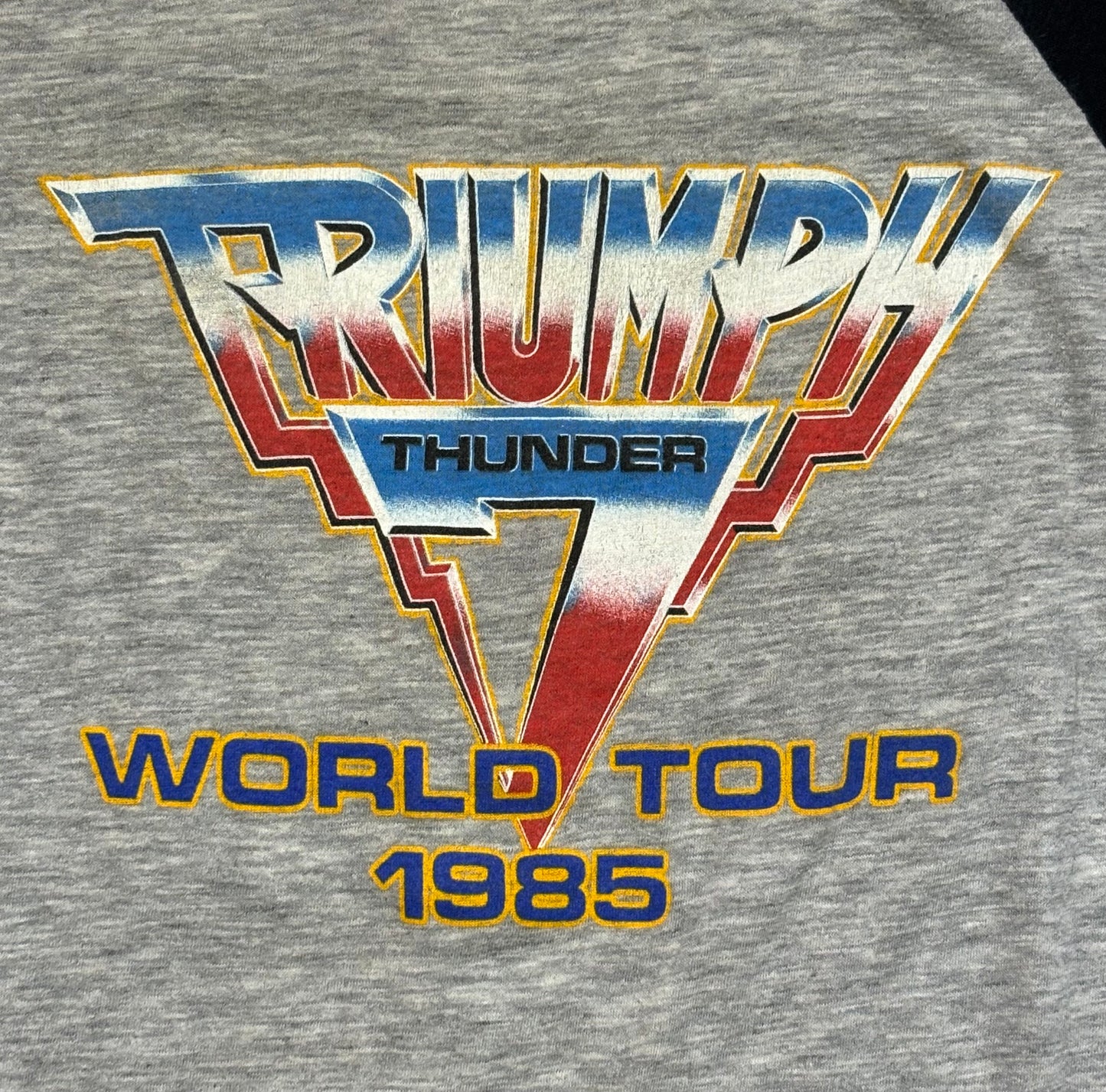 1984 Vintage Grey Triumph "World Tour" Raglan T-Shirt - MED