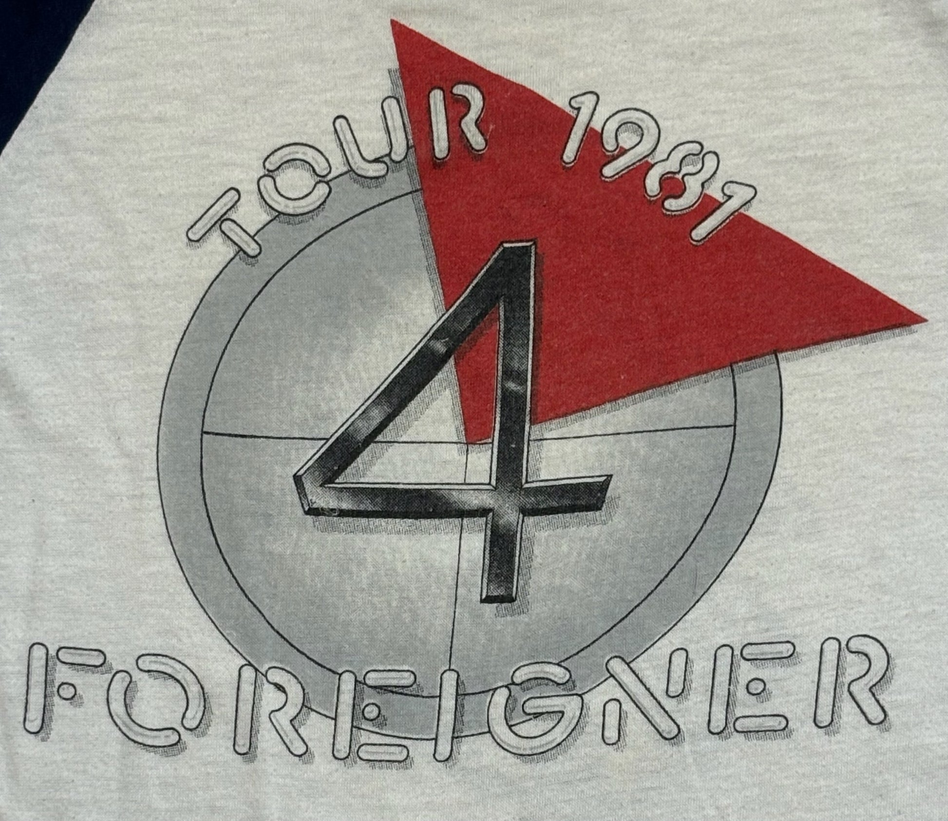 1981 Vintage White/Navy Foreigner Tour Raglan T-Shirt - MED