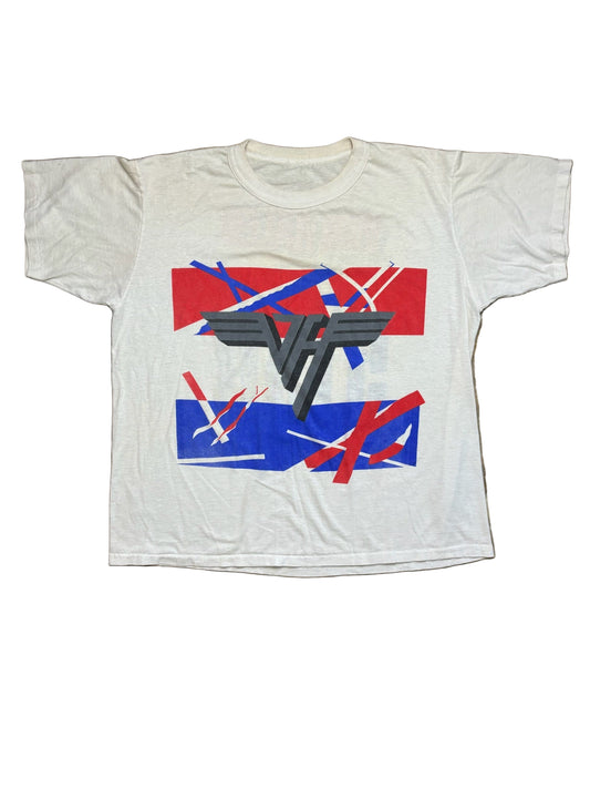 1986 Vintage Red/White/Blue Van Halan Tour 5150 T-Shirt - XL