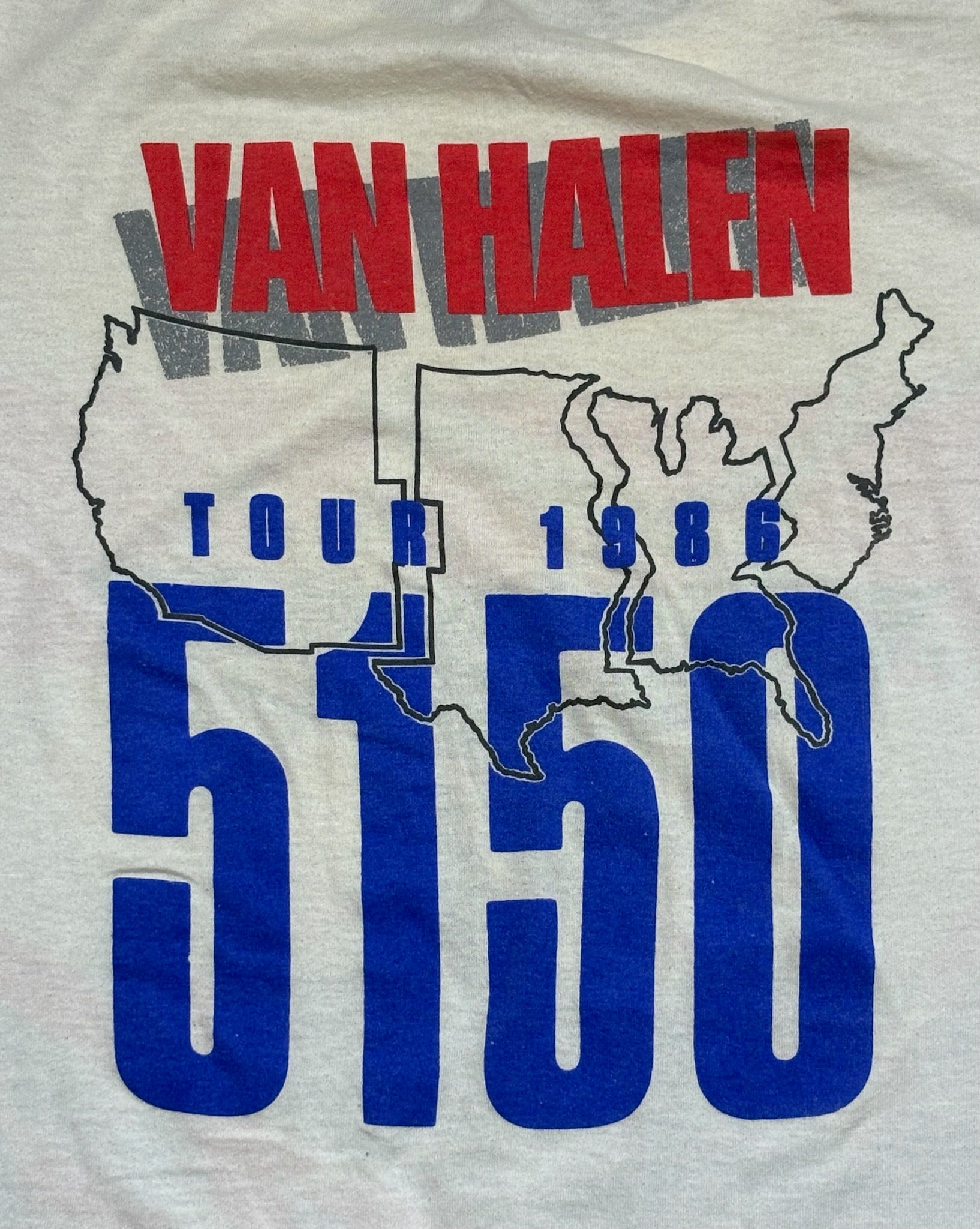1986 Vintage Red/White/Blue Van Halan Tour 5150 T-Shirt - XL