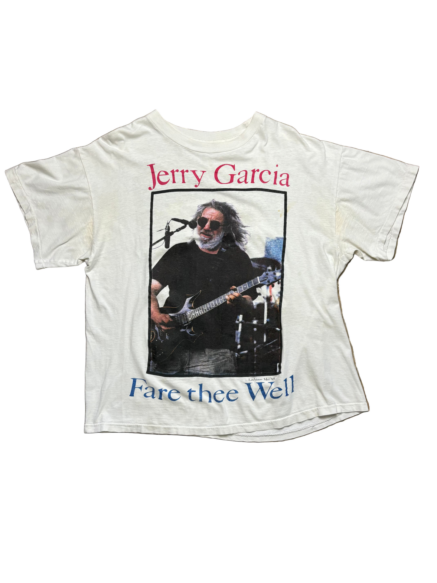 1995 Vintage White Jerry Garcia "Fare Thee Well" Las Vegas T-Shirt - LRG