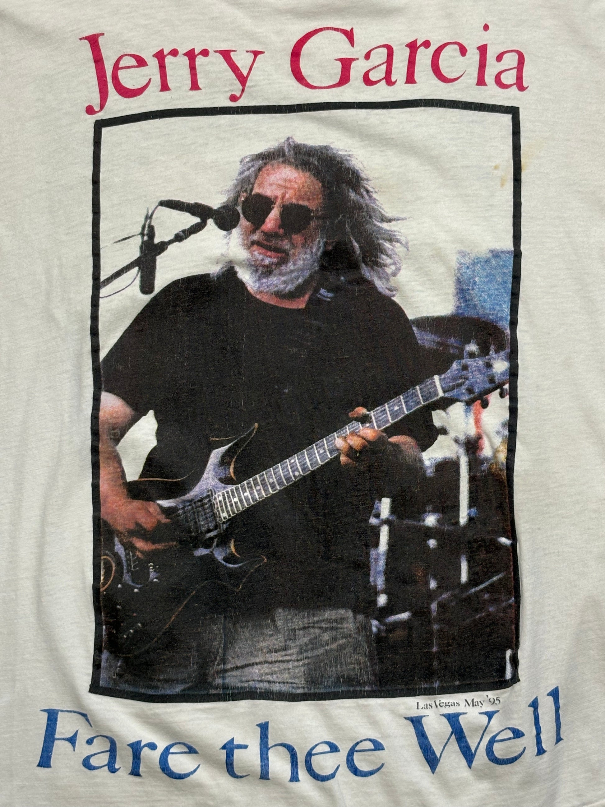 1995 Vintage White Jerry Garcia "Fare Thee Well" Las Vegas T-Shirt - LRG