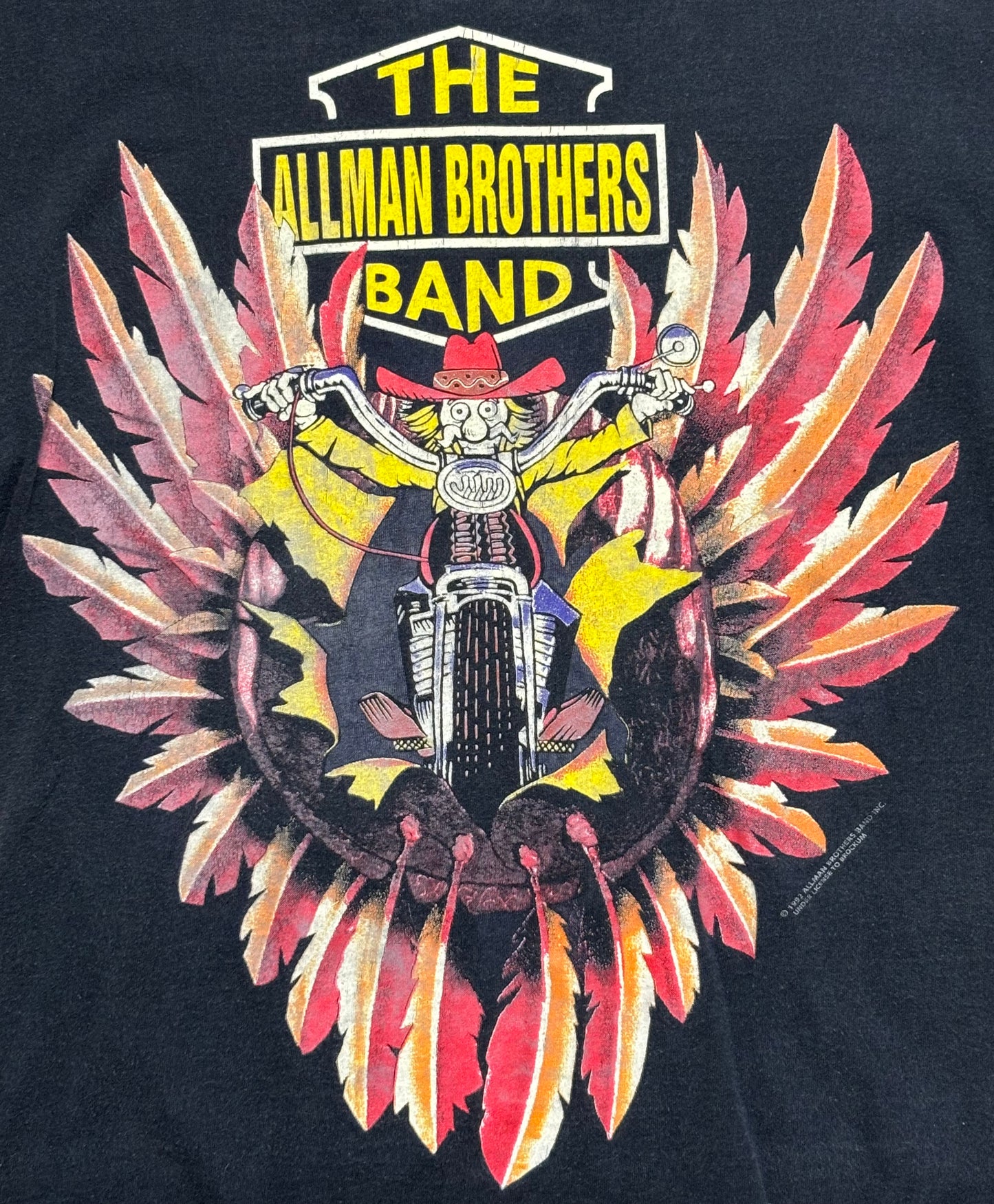 1992 Vintage Black Allman Brothers Band Summer Tour Motorcycle T-Shirt - MED