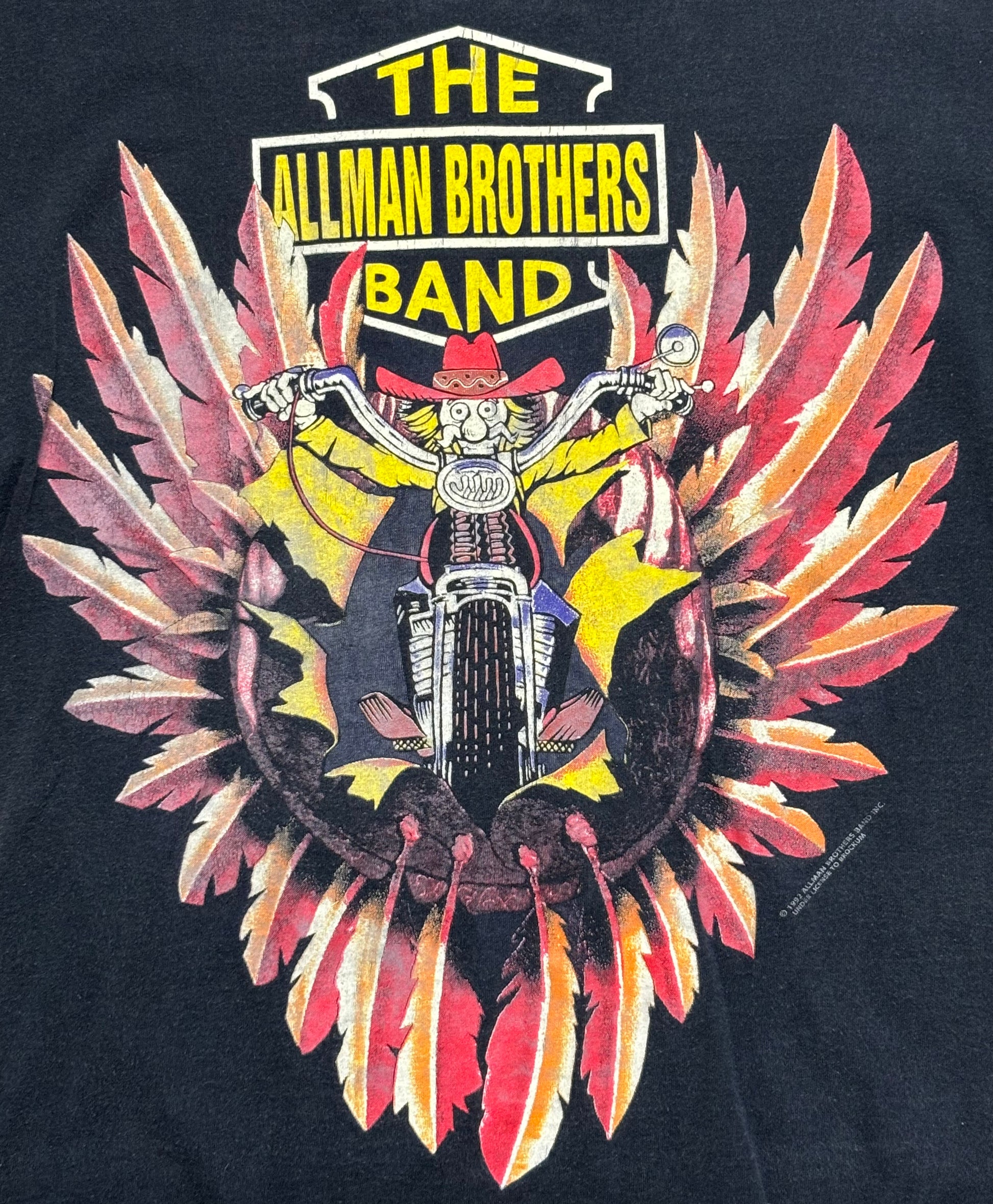 1992 Vintage Black Allman Brothers Band Summer Tour Motorcycle T-Shirt - MED