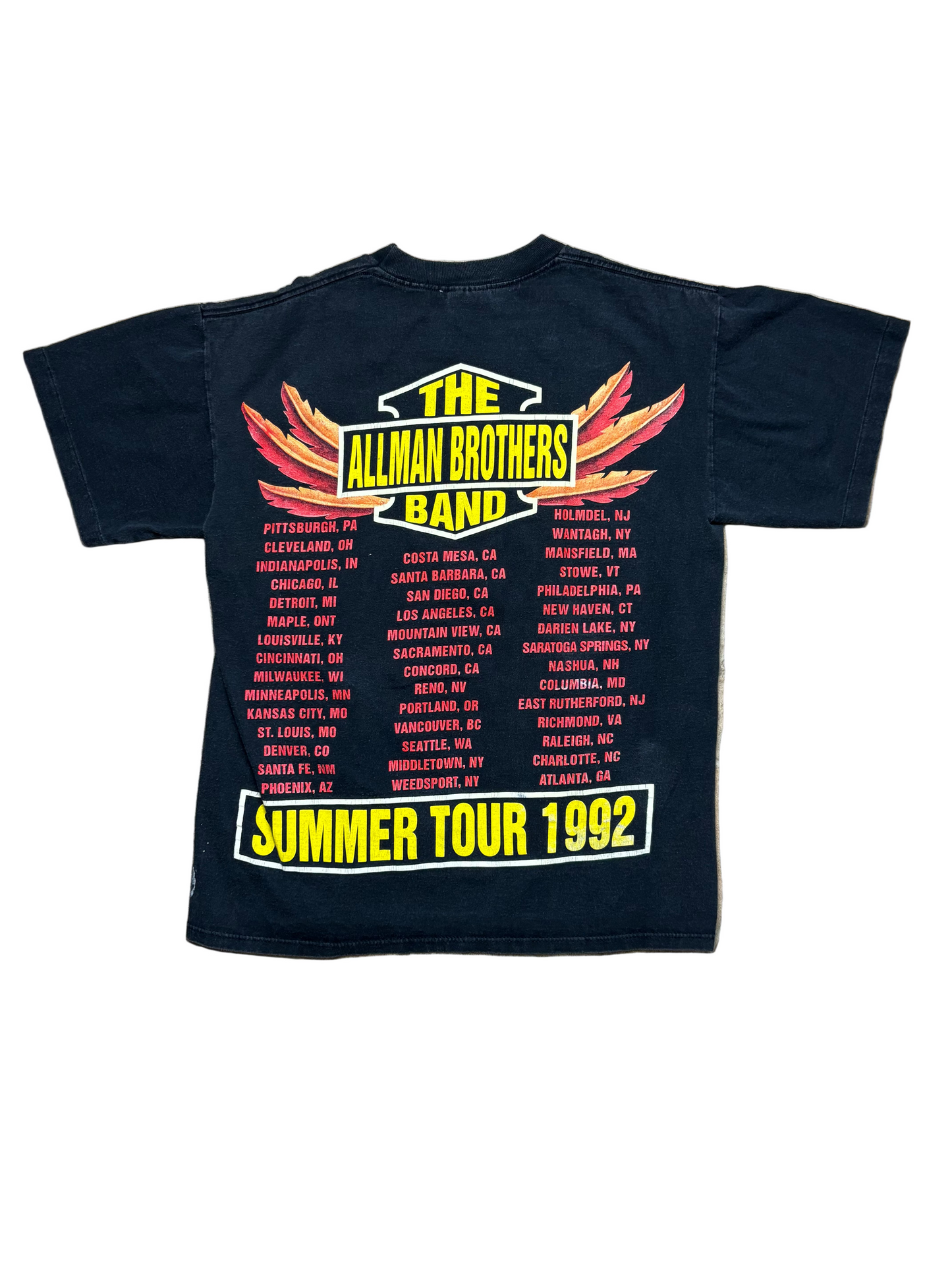 1992 Vintage Black Allman Brothers Band Summer Tour Motorcycle T-Shirt - MED