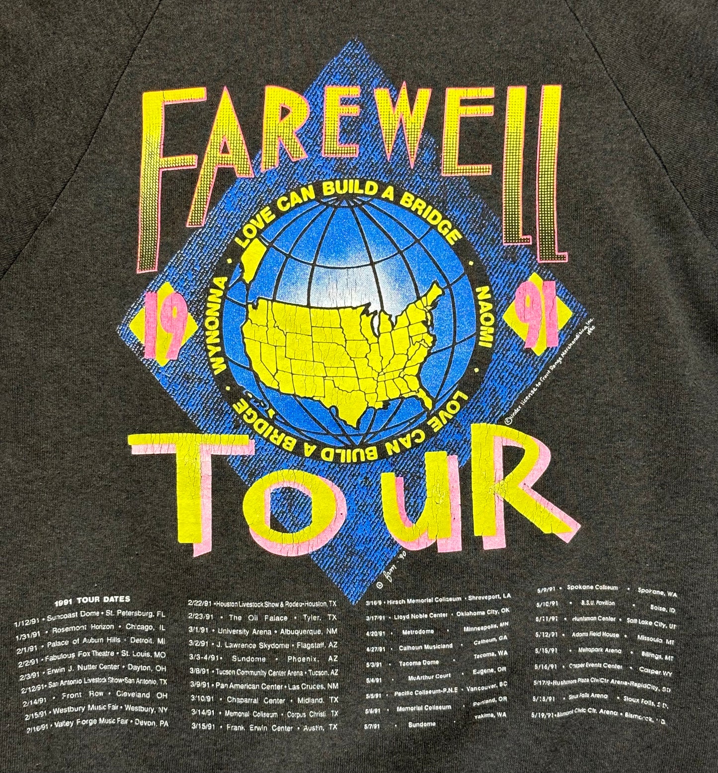 1991 Vintage Black The Judds Farewell "Love Can Build a Bridge" Tour Sweatshirt - SML