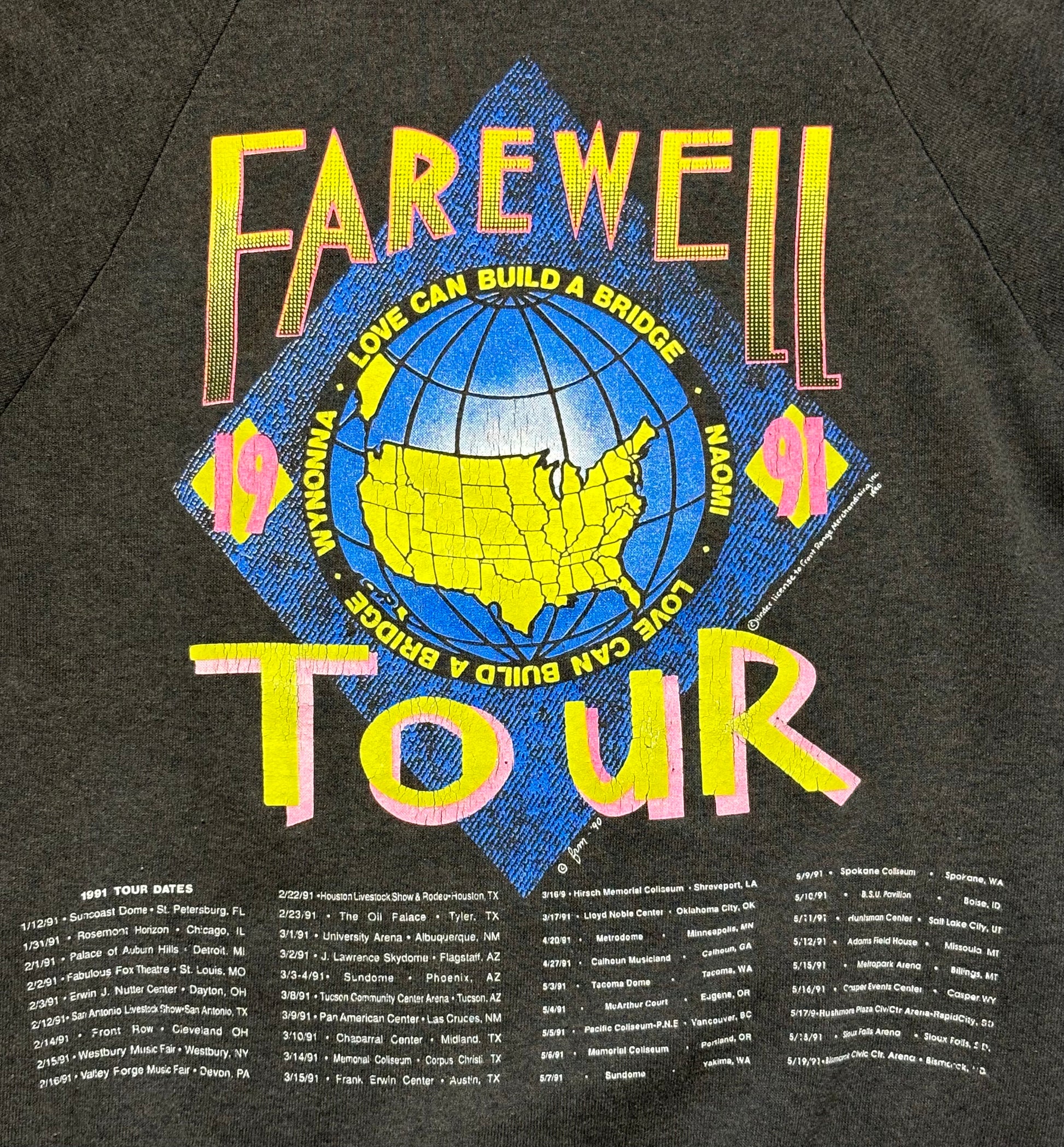 1991 Vintage Black The Judds Farewell "Love Can Build a Bridge" Tour Sweatshirt - SML