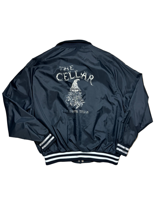 Vintage Black "The Cellar Fort Worth Texas" Wizard Satin Bomber Jacket - 3XL
