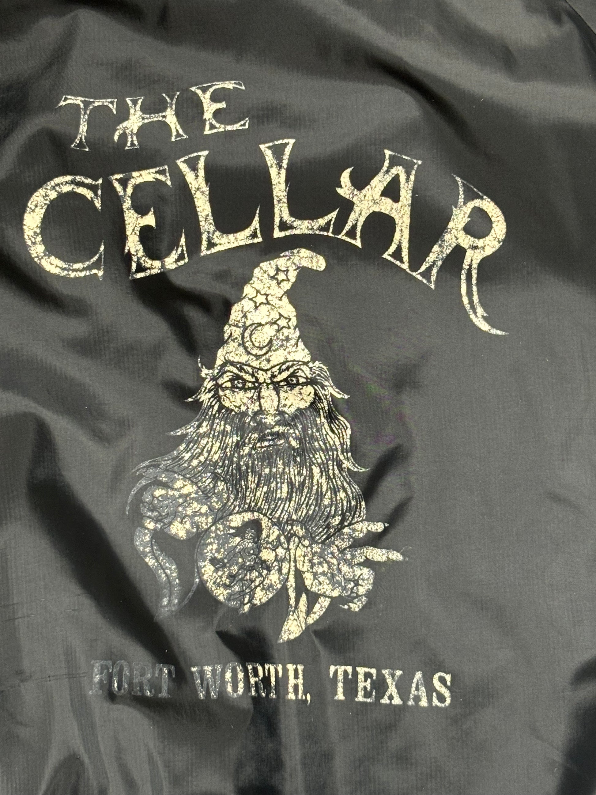 Vintage Black "The Cellar Fort Worth Texas" Wizard Satin Bomber Jacket - 3XL