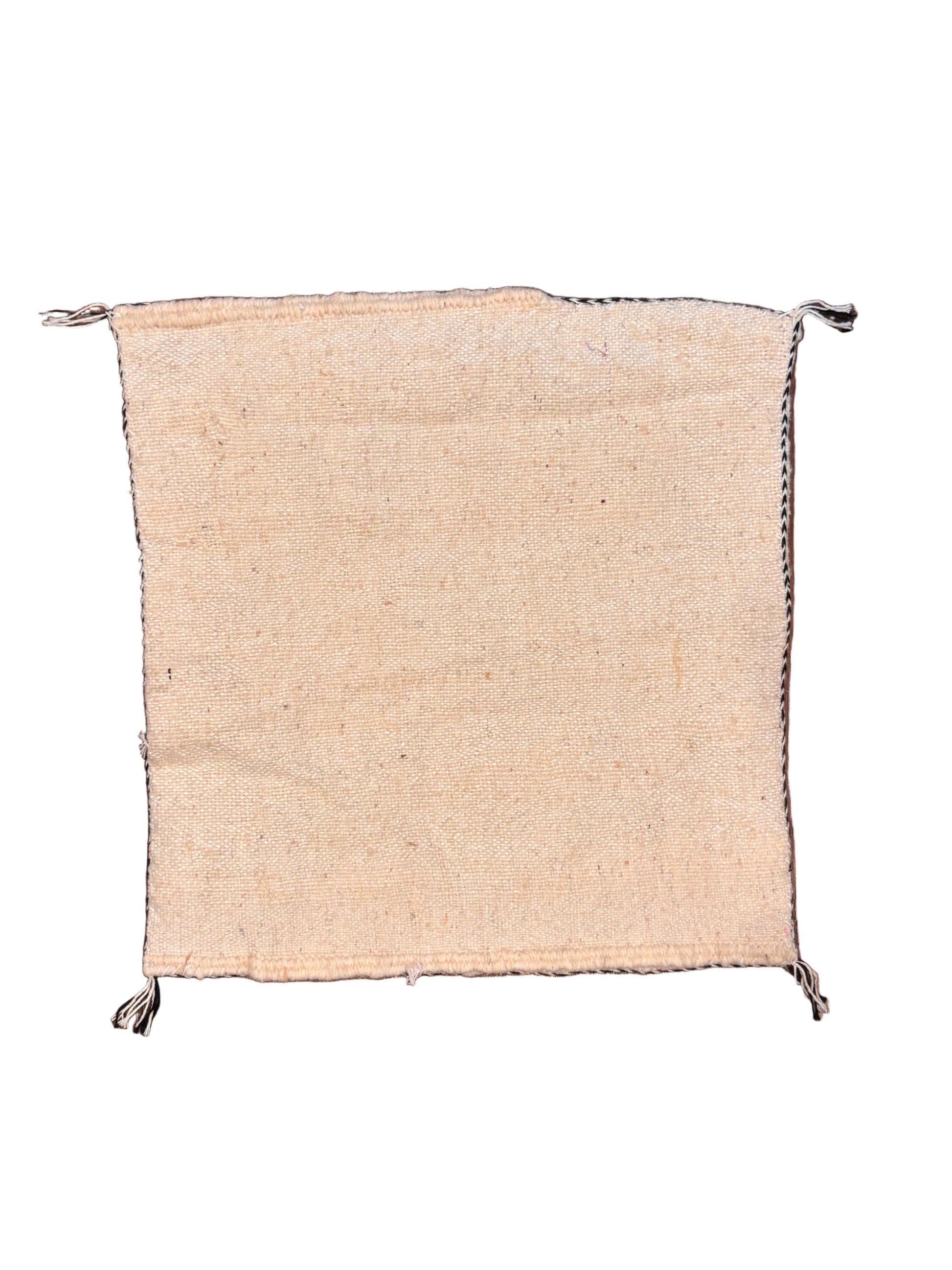 Moroccan Beige Wool Pillowcase w/Black Diamond Pattern 1.46' x 1.46'